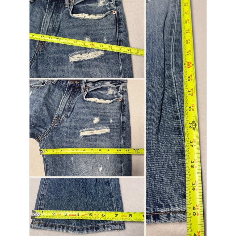 Lucky Brand Mens 33/32 121 Slim Jeans Blue Distressed Ripped Rugged Grunge - Picture 6 of 7